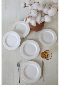 Resim Keramika Beyaz Assos Pasta Tabağı 22 Cm 6 Adet 006 Beyaz 