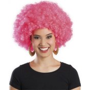 Resim Pembe Renk Kıvırcık Afro Bonus Parti Peruğu 