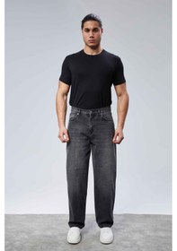 Resim Cedy Denim Cedy Denım Yüksek Kalite Erkek Yüksek Bel Baggy Skater Jean Koyu Gri 
