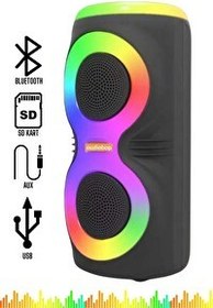 Resim Platoon PL-4626 BT/SD/USB/AUX Işıklı Taşınabilir Led Işıklı RGB Bluetooth Speaker (MS-3637BT) 