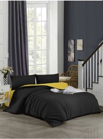 Resim Ely Parker Kolay Ütü 180x200 Çift Kişilik Nevresim Takımı (Sarı Lastikli Çarşaf+Yorgan Kılıfı+Yastık Kılıfı) 180 x 200 Sarı - Siyah 