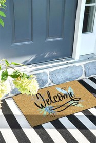 Resim Welcome Kapı Önü Paspası Dekoratif Kapı Paspası Dış Mekân Paspas Ev İçi Paspası 45x70cm 