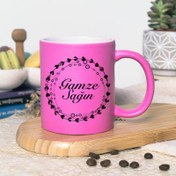 Resim Pembe Renk Tasarım İsime Özel Kupa Bardak 