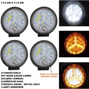 Resim Friemats Off Road Oval Çalışma Lambası Turuncu Çakar Angel-beyaz Led 5 Fonksiyon 11,5x11,5 Cm 4 Adet- 