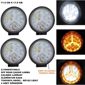 Resim Friemats Off Road Oval Çalışma Lambası Turuncu Çakar Angel-beyaz Led 5 Fonksiyon 11,5x11,5 Cm 4 Adet- 