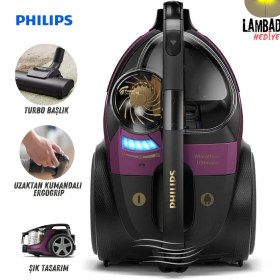 Resim Philips Marathon Seri Süperturbo Fırçalı Premium Toz Torbasız Süpürge, Hepa Alerjik Filtreli, Onerous Lambader Hediye 
