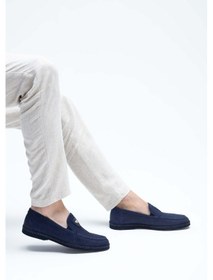 Resim Giampiero Nicola Erkek Hakiki Deri Lacivert Nubuk Loafer Ayakkabı 664 L40262 Erk Ayk Y23 Navy Nubuk Lacivert 
