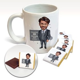 Resim Havalı Karikatürlü Kupa ve Çikolata 