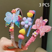Resim 3'lü LEMON LOVEO Tatlı Kelebek & Çiçek Saç Bantları - Kaymaz, Renkli Reçine & Kumaş Başlıklar Kızlar İçin, Her Mevsim Kullanışlı 