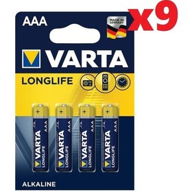 Resim Varta Longlife 4103 Alkaline AAA İnce Kalem Pil 9 x 4'lü 