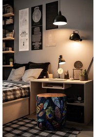 Resim Juno Etnico Etnik Desenli Silindir Puf-Makyaj Masası Pufu-Modern 