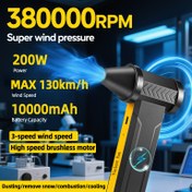 Resim 380000 RPM Turbo Jet Fan Hava Üfleyici - 380g İtme Gücü, 10000mAh USB-C Hızlı Şarj, 3 Kademeli Fırçasız Motor ile Soğutma/Kar/Toz/Mangal için Taşınabilir El Tipi Fan - Kamp ve Araç Temizliği İçin - Babalar Günü Hediyesi 