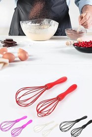Resim sefline 2'li Silikon Yumurta Puding Sos Kremşanti Çırpma Teli Çırpıcı 