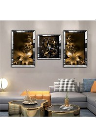 Resim ÇİÇEK AYNALI GÜMÜŞ PLEKSİ ÇERÇEVELİ MDF TABLO VE SAAT SETİ 