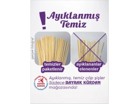 Resim Home BAYRAK KÜRDAN Çöp Şiş 100 Adet, 3 mm - Adana, Urfa, Et, Tavuk, Sebze Kebap Yemekler Için Ahşap, Odun, Bambu 