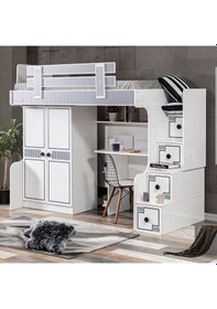 Resim Setaymobilya Ranza, Çizgi Ranza Çalışma Masası 2 Kapaklı Dolap + Comfort Yatak 