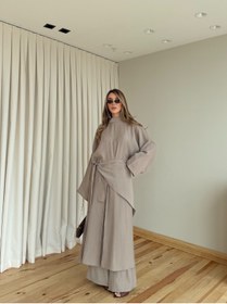 Resim Laluvia Vizon Bandana/Bel Kemer Aksesuarlı Kimono Takım - 8832 