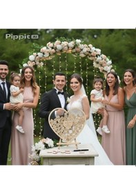 Resim Düğün-nişan Kalp Desenli 50 Cm Büyüklüğünde Şeffah Pleksi Misafir-hatıra Anı Kutusu + Şövale Ve Kalem Hediyeli 