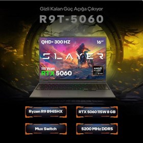 Resim Game Garaj Slayer R9T-5060-C2 R9-8945HX 32 GB 2 TB SSD RTX5060 16" Dos Dizüstü Bilgisayar 