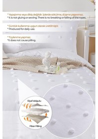 Resim Evlen Home Pamuklu Emmy Yatak Örtüsü Seti Günlük Çift Kişilik Boho 3 Parça Dolgulu Tufting Beyaz Beyaz 