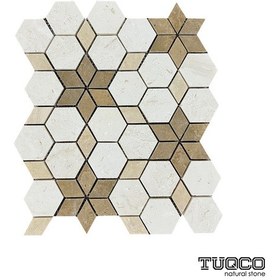 Resim Tuqco Doğaltaş Starline Traverten Mix Honlu Mermer Mozaik 