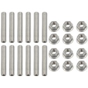 Resim Geeksen Paslanmaz Çelik Ls Motor Başlık Civata Seti - 12 Adet M8 X 45mm Vidalı Pim Ve 12 Adet M8 Altıgen Flanş Somunu Gümüş 