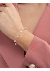 Resim Brezza Lusso Jewelry 925 Ayar Gümüş Hakiki İncili Sarmal Kadın Bileklik 