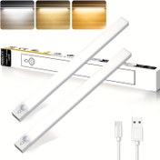 Resim USB Şarj Edilebilir LED Hareket Sensörlü Dolap Işığı - 50cm ile 10cm Arası Ayarlanabilir, 3 Renk Sıcaklığı, Ayarlanabilir Alt Dolap Aydınlatması Mutfak, Yatak Odası, Dolap, İş Masası, Masa, Koridor, Merdivenler için - Taşınabilir USB-C Portu ile, Mutfak, Masa, Koridor, Merdivenler Aydınlatması için LED Işıklar 