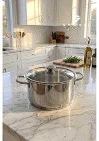 Resim Gökdil Bonera Omega 24cm Tekli Derin Paslanmaz Çelik Tencere Gümüş 