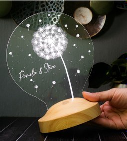 Resim Karahindiba Led Gece Lambası, Kişiye Özel Tasarımlı - İsimli Sevgiliye, Eşe, Arkadaşa Hediye 