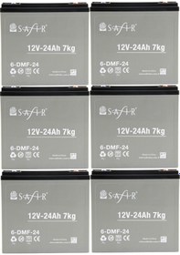 Resim Safir 12 V - 24 Ah Grafen Jel Akü 6'lı Set Elektrikli Bisiklet Aküsü 