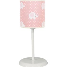Resim Şenay Aydınlatma Çocuk Odası Masa Lambası Kumaş Abajur-Pembe Fil 