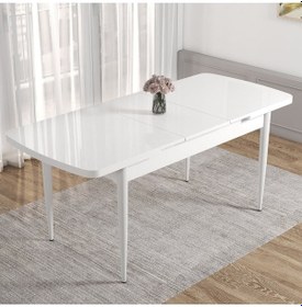 Resim Canisa Concept Kor Serisi, 70x114 Açılabilir Beyaz Yemek Masası Takımı,4 Krem Sandalye Masa Beyaz Sandalyeler Krem 