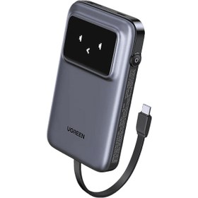Resim UGREEN Uno Dahili Kablolu 10.000 mAh 30W Hızlı Şarj Powerbank, Siyah 35603B 