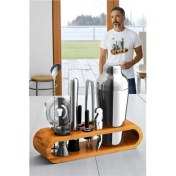 Resim Özbience 10 Parçalı Bambu Standlı Kokteyl Shaker Seti, 750 Ml, Şık Tasarım 
