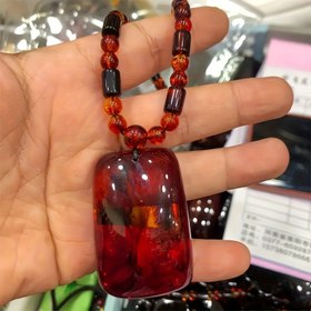 Resim 1 Adet Premium Kehribar Kolye, Unisex Moda Takı, Doğal Baltık Kırmızı Kehribar Muska Hediyesi 