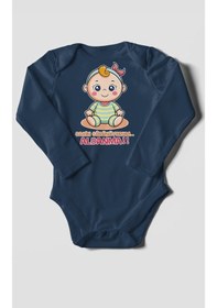 Resim Sakin Görünüyorum Aldanma V2 Baskılı Bebek Zıbını Çıtçıtlı Body %100 Pamuk Uzun Kol Lacivert 