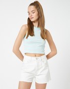 Resim Crop Fitilli Atlet Halter Yaka Biye Detaylı 