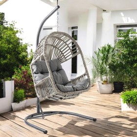 Resim Rehome Truva Tek Kişilik Rattan Bahçe Salıncağı | Beyaz 