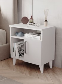 Resim Enda Home 3 Bölmeli Kapaklı Komodin Beyaz 