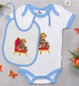 Resim Bk Kids Kral Tasarımlı Mavi Bebek Body Zıbın Ve Mama Önlüğü Hediy Çok Renkli 