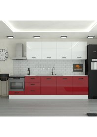 Resim 300 Cm Mutfak Dolabı Mdf Kapak Tezgah Dahil Yrkn300 101 Kırmızı 