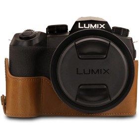 Resim OttoAngelino Kahverengi Panasonic Lumix DC-FZ1000 II ile Uyumlu MegaGear Suni Deri Fotoğraf Makinesi Çantası 