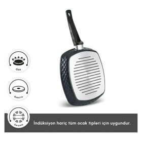 Resim Karaca Biodiamond Antibakteriyel Kulp Grıll Tava 28 cm 
