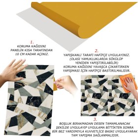 Resim Tink Kendinden Yapışkanlı Üçgen Kırımlı Mermer Desenli Pvc Panel 41X62 cm (4 Adet) 1 M² 