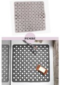 Resim Kare Vantuzlu Banyo Ve Duş Kaydırmazı, Küvet İçi Duşakabin Kaydırmaz Banyo Paspası 54x54cm Pembe 