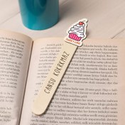 Resim Kremalı Pasta İsimli Ahşap Kitap Okuma Ayracı 