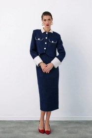 Resim Sateen Kadın Düğme Detaylı Tüvit Kalem Etek 1548-4511 