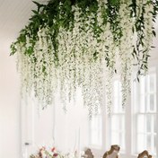Resim 1 Set of 210.31 cm Beyaz Yapay Wisteria Çiçekleri, Plastik Dekoratif Asma Bitkileri, Tavanları Kaplamak ve Sarılmak İçin Mükemmel, Düğünler, Aile Toplantıları, Partiler ve İç Mekan veya Dış Mekan Süslemeleri İçin Uygun. 