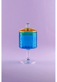 Resim Glore Kavanoz Fleur Ayaklı Turkuaz Sarı 83323 Çok renkli 